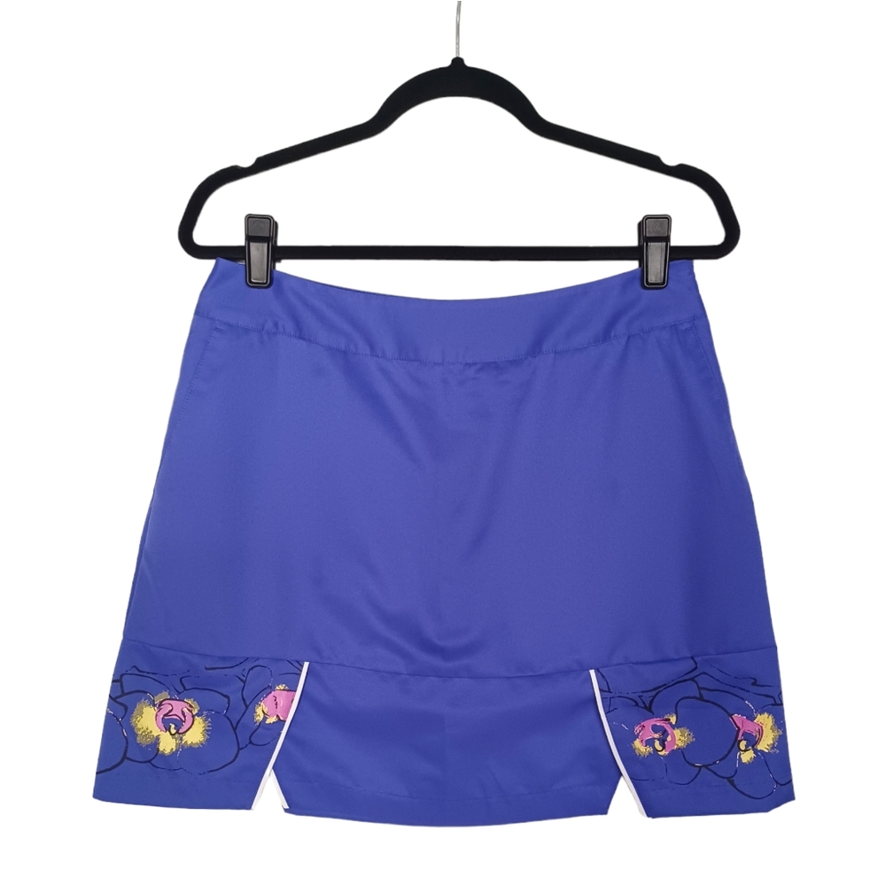ADIDAS CLIMA COOL Purple Black Pink Yellow Floral Print Mini Skirt 4 Small
